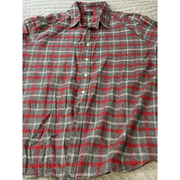 Untuckit Shirt Mens XXL Tall Button Up Gray Red Flannel Plaid Casual Adult - Picture 1 of 4
